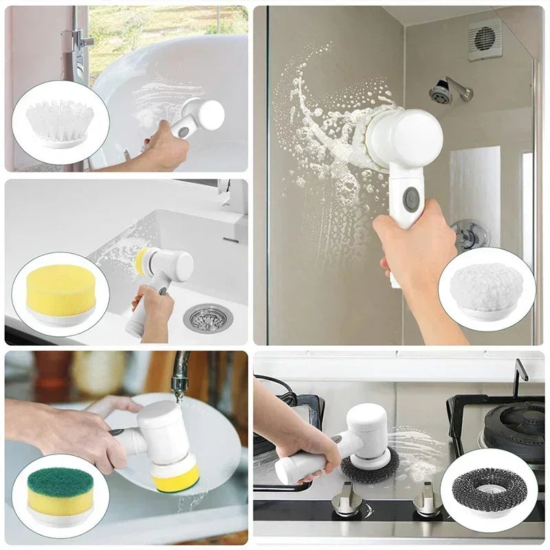 5-in-1 Electric Power Scrubber β Deep Cleaning Brush for Bathroom & Kitchen, Dish Wash