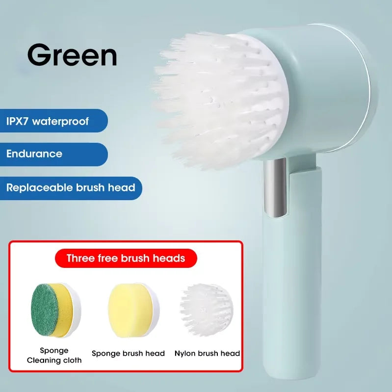 5-in-1 Electric Power Scrubber β Deep Cleaning Brush for Bathroom & Kitchen, Dish Wash