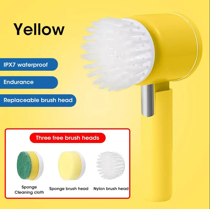 5-in-1 Electric Power Scrubber β Deep Cleaning Brush for Bathroom & Kitchen, Dish Wash